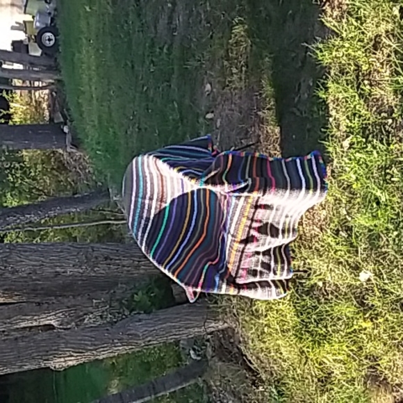 New Afgan Crochet Throw Blanket Twin Straight Colorful Lines Between Grey - Picture 3 of 5